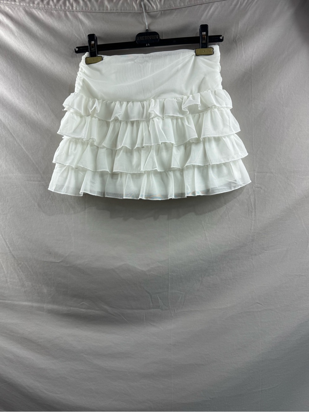 White Low Rise Y2K Tiered Ruffle Mini Skort - Picture 7 of 8